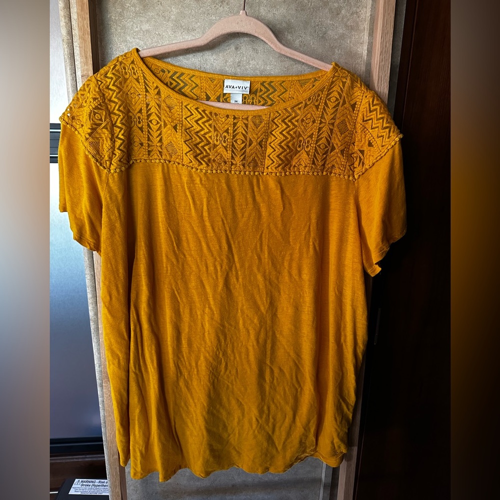 Ava & Viv | Mustard Blouse | 2X